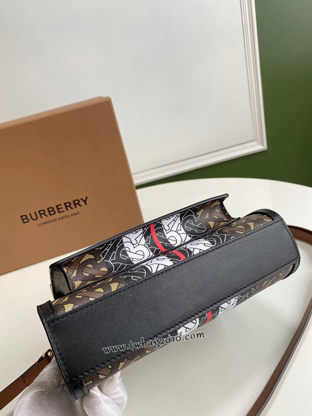 Burberry專門店新款小號撲克包 巴寶莉焦糖咖啡奶油白手提托特包 yxb1107